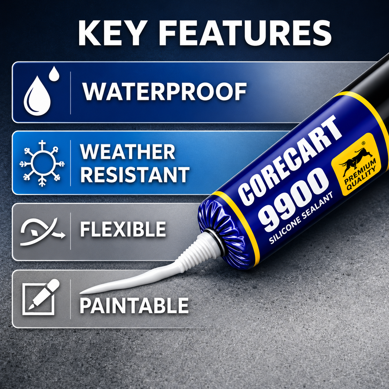 Waterproof Silicone Sealant, Instant drying