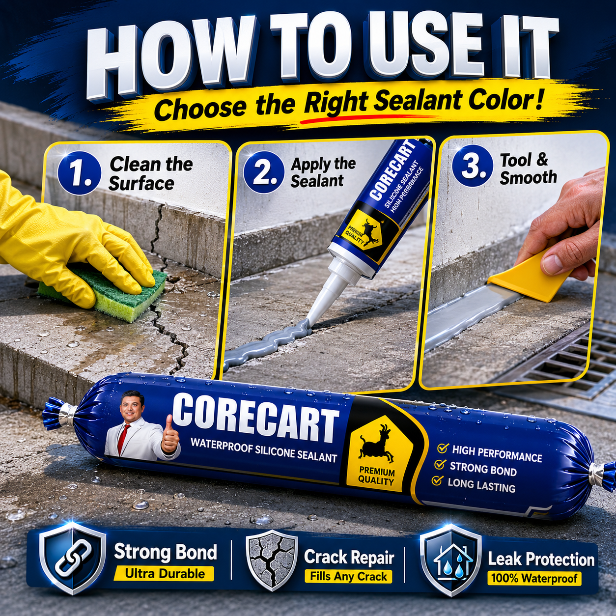 Waterproof Silicone Sealant, Instant drying