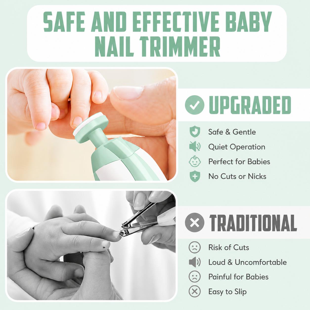 Gentle Baby Nail Trimmer with Lights| Rechargeable